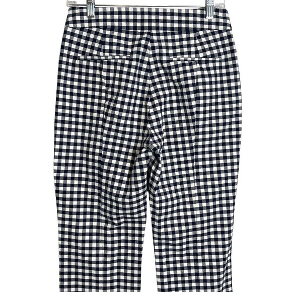 J Crew Women’s High Rise Straight Pants Size 4 Navy Blue White Plaid Gingham - Picture 8 of 12